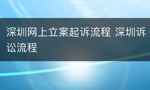 深圳网上立案起诉流程 深圳诉讼流程