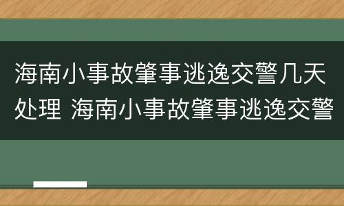 海南小事故肇事逃逸交警几天处理 海南小事故肇事逃逸交警几天处理完毕