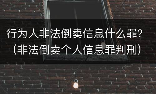 行为人非法倒卖信息什么罪？（非法倒卖个人信息罪判刑）