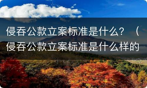 侵吞公款立案标准是什么？（侵吞公款立案标准是什么样的）