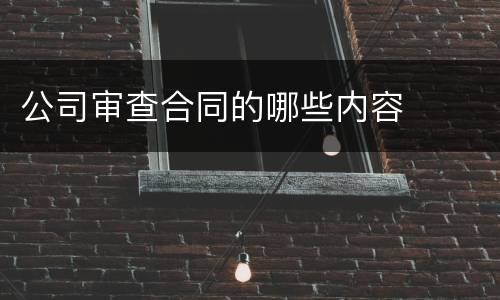 公司审查合同的哪些内容