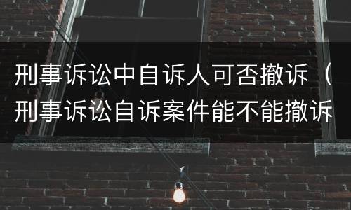 刑事诉讼中自诉人可否撤诉（刑事诉讼自诉案件能不能撤诉）