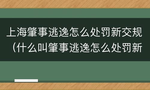 上海肇事逃逸怎么处罚新交规（什么叫肇事逃逸怎么处罚新交规）