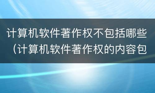 计算机软件著作权不包括哪些（计算机软件著作权的内容包括）