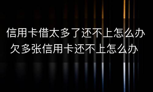 信用卡借太多了还不上怎么办 欠多张信用卡还不上怎么办