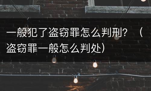 一般犯了盗窃罪怎么判刑？（盗窃罪一般怎么判处）