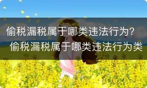 偷税漏税属于哪类违法行为？ 偷税漏税属于哪类违法行为类别
