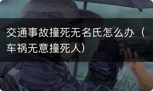 交通事故撞死无名氏怎么办（车祸无意撞死人）