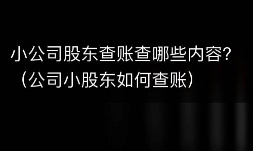 小公司股东查账查哪些内容？（公司小股东如何查账）