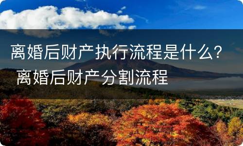 离婚后财产执行流程是什么？ 离婚后财产分割流程