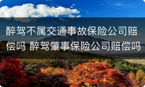 醉驾不属交通事故保险公司赔偿吗 醉驾肇事保险公司赔偿吗