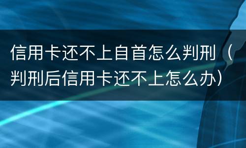 信用卡还不上自首怎么判刑（判刑后信用卡还不上怎么办）