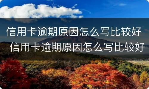 信用卡逾期原因怎么写比较好 信用卡逾期原因怎么写比较好点