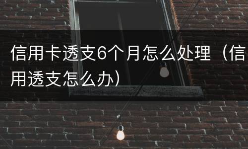 信用卡透支6个月怎么处理（信用透支怎么办）