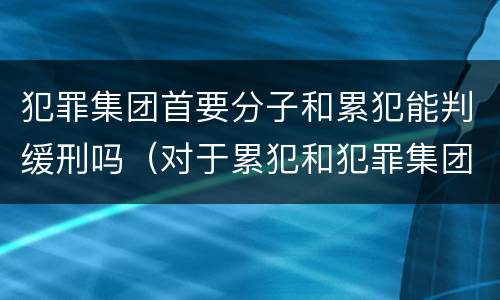 犯罪集团首要分子和累犯能判缓刑吗（对于累犯和犯罪集团的不适合缓刑）