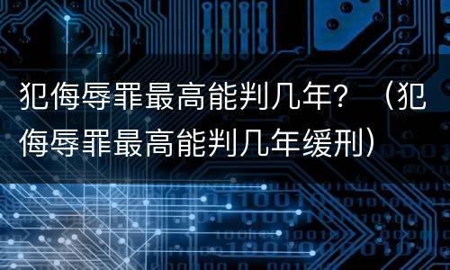 犯侮辱罪最高能判几年？（犯侮辱罪最高能判几年缓刑）