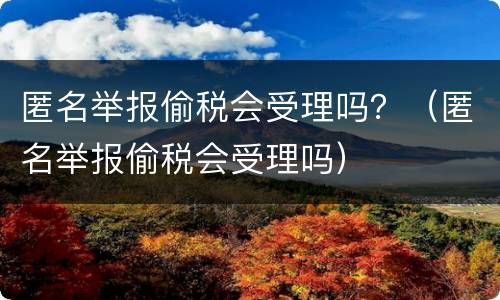 匿名举报偷税会受理吗？（匿名举报偷税会受理吗）