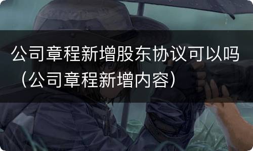 公司章程新增股东协议可以吗（公司章程新增内容）