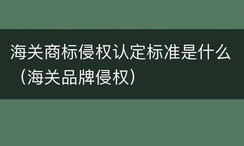 海关商标侵权认定标准是什么（海关品牌侵权）
