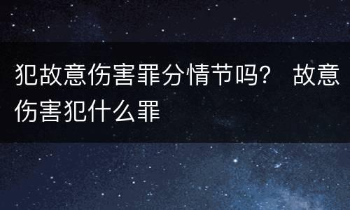 犯故意伤害罪分情节吗？ 故意伤害犯什么罪