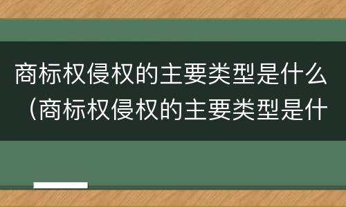 商标权侵权的主要类型是什么（商标权侵权的主要类型是什么呢）