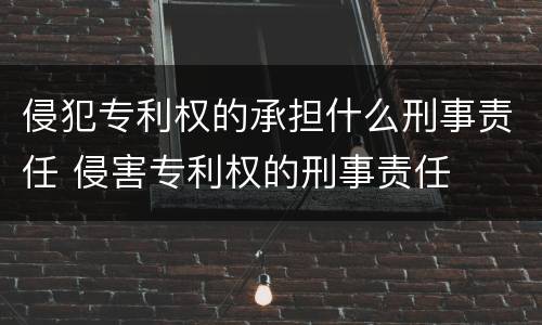 侵犯专利权的承担什么刑事责任 侵害专利权的刑事责任