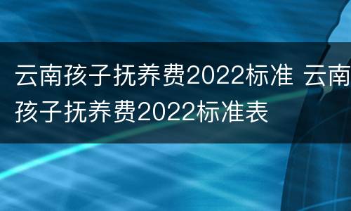 云南孩子抚养费2022标准 云南孩子抚养费2022标准表