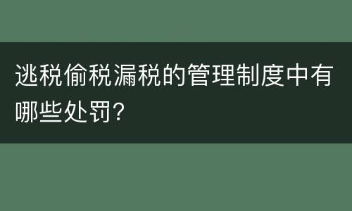 逃税偷税漏税的管理制度中有哪些处罚？