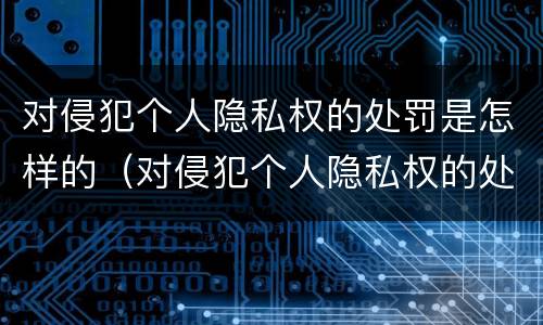 对侵犯个人隐私权的处罚是怎样的（对侵犯个人隐私权的处罚是怎样的处理）