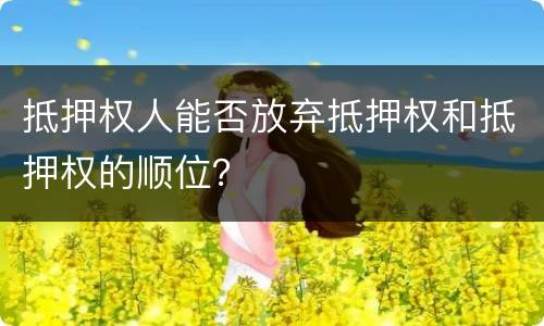 抵押权人能否放弃抵押权和抵押权的顺位？