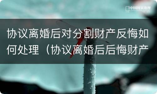 协议离婚后对分割财产反悔如何处理（协议离婚后后悔财产分配还可以起诉吗）
