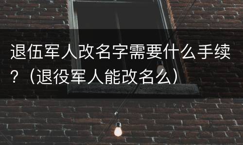 退伍军人改名字需要什么手续?（退役军人能改名么）