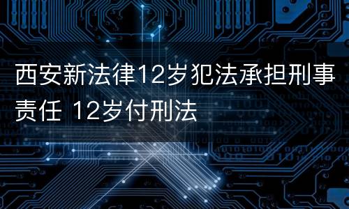 西安新法律12岁犯法承担刑事责任 12岁付刑法