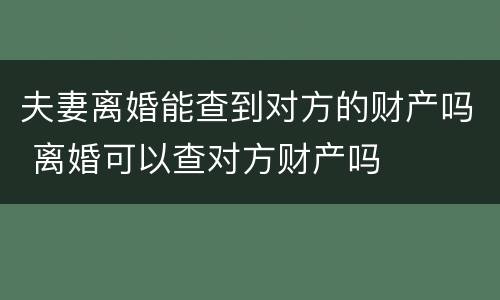 夫妻离婚能查到对方的财产吗 离婚可以查对方财产吗