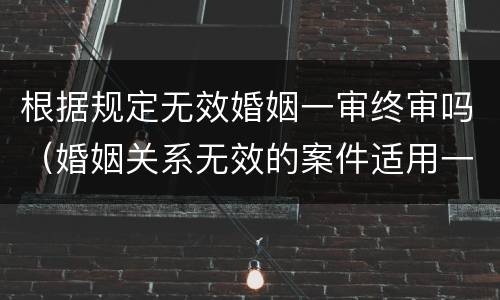 根据规定无效婚姻一审终审吗（婚姻关系无效的案件适用一审终审）