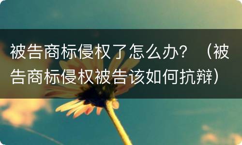 被告商标侵权了怎么办？（被告商标侵权被告该如何抗辩）
