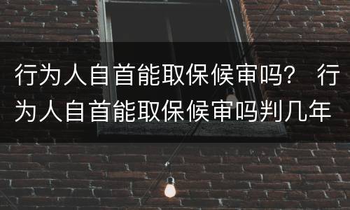 行为人自首能取保候审吗？ 行为人自首能取保候审吗判几年