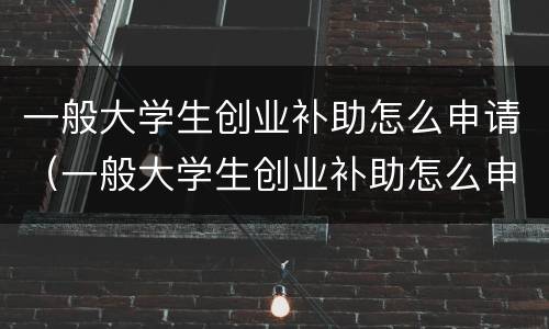 一般大学生创业补助怎么申请（一般大学生创业补助怎么申请的）