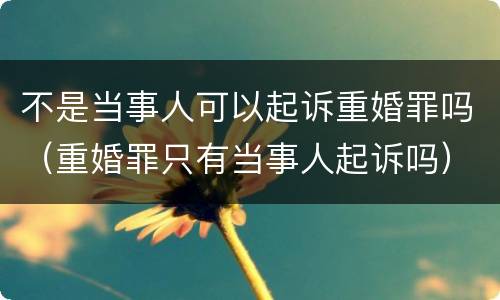 不是当事人可以起诉重婚罪吗（重婚罪只有当事人起诉吗）