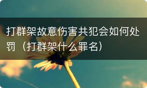 打群架故意伤害共犯会如何处罚（打群架什么罪名）