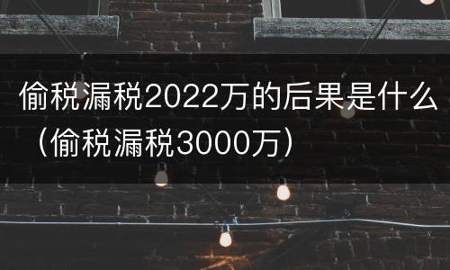 偷税漏税2022万的后果是什么（偷税漏税3000万）