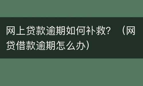 网上贷款逾期如何补救？（网贷借款逾期怎么办）