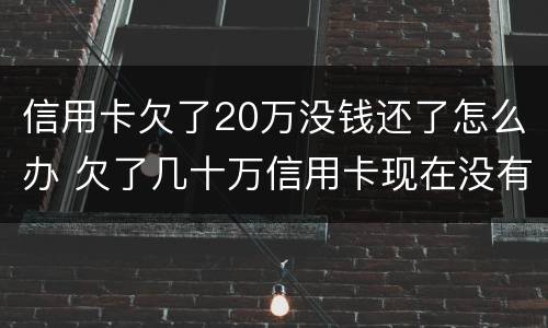 信用卡欠了20万没钱还了怎么办 欠了几十万信用卡现在没有钱还怎么办
