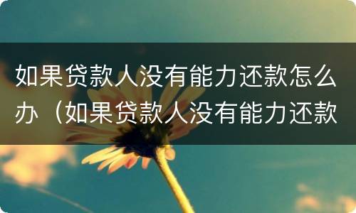 如果贷款人没有能力还款怎么办（如果贷款人没有能力还款怎么办啊）