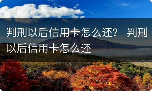 判刑以后信用卡怎么还？ 判刑以后信用卡怎么还