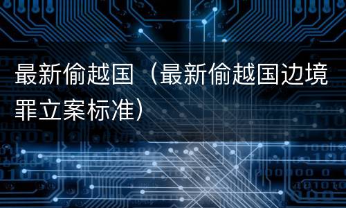 最新偷越国（最新偷越国边境罪立案标准）