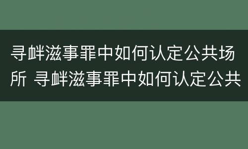 寻衅滋事罪中如何认定公共场所 寻衅滋事罪中如何认定公共场所噪音扰民
