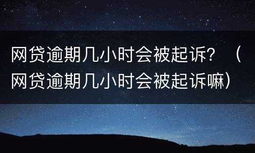 网贷逾期几小时会被起诉？（网贷逾期几小时会被起诉嘛）