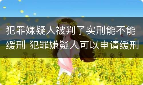 犯罪嫌疑人被判了实刑能不能缓刑 犯罪嫌疑人可以申请缓刑吗