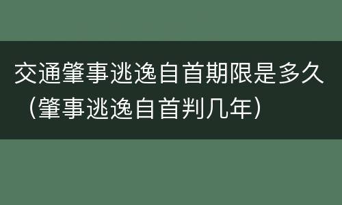 交通肇事逃逸自首期限是多久（肇事逃逸自首判几年）